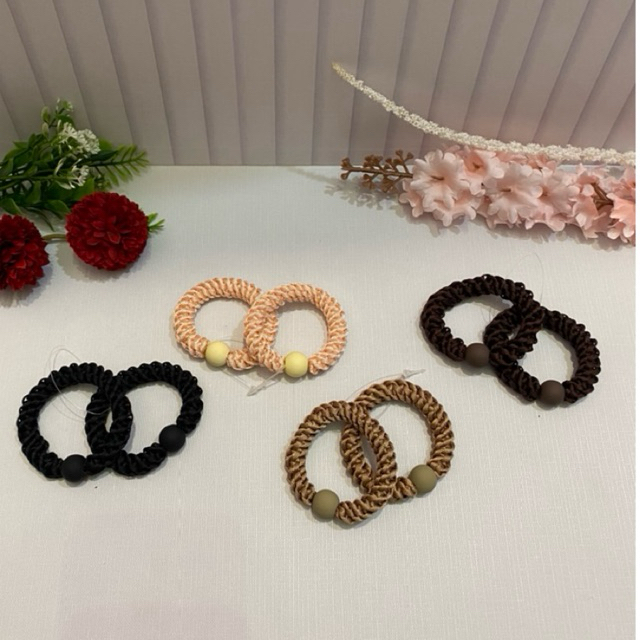 Hair tie ikat rambut ulir korea sepasang ikat rambut korea
