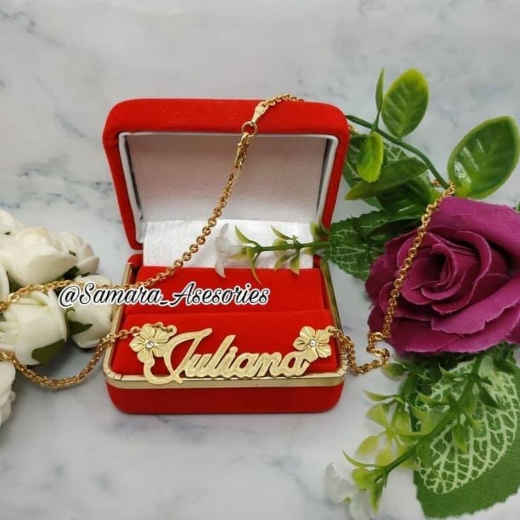 kalung nama lapis emas24k kalung liontin nama lapis emas24k