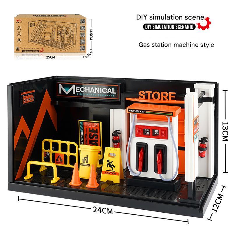 Diorama Parking Lot atau Diorama Bengkel Mobil Gas Station SPBU scala 1:32