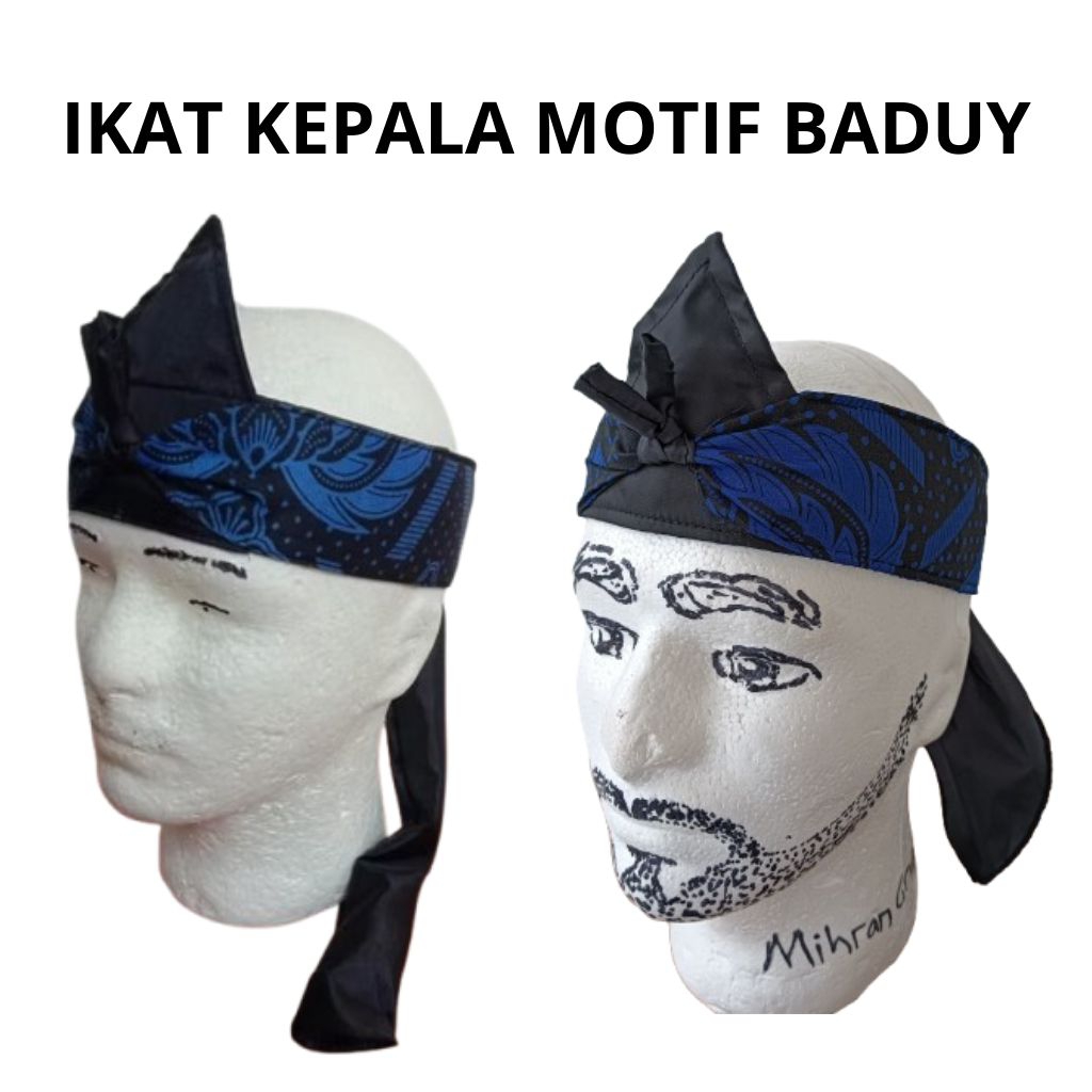 IKAT PRIA HITAM BIRU MOTIF BATIK BADUY // TOTOPONG MAHKUTA WANGSA IKAT KEPALA