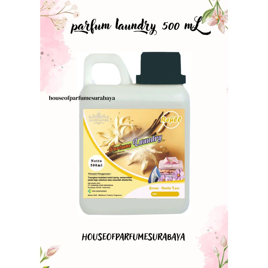 Pewangi Pakaian Aroma vanilla 500 ML |Parfum Laundry Botol Literan |Inspirasi dari Aroma Luxury Bran