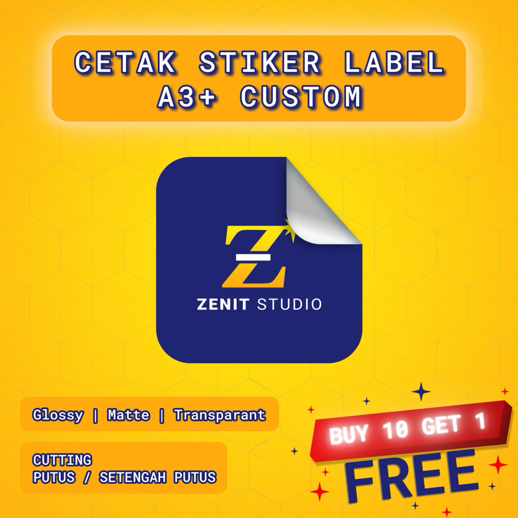 Cetak Stiker Label Vinyl A3+ Custom | Kiss Cut & Die Cut | Glossy Doff Transparan