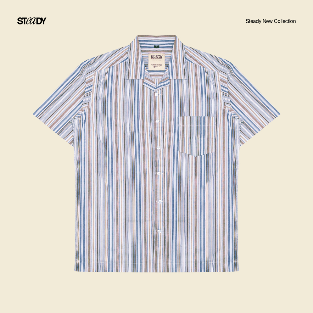 Steady&Slow - Weber Stripes Bowling Shirt | Camp Collar Shirt | Vintage Shirt | Unisex