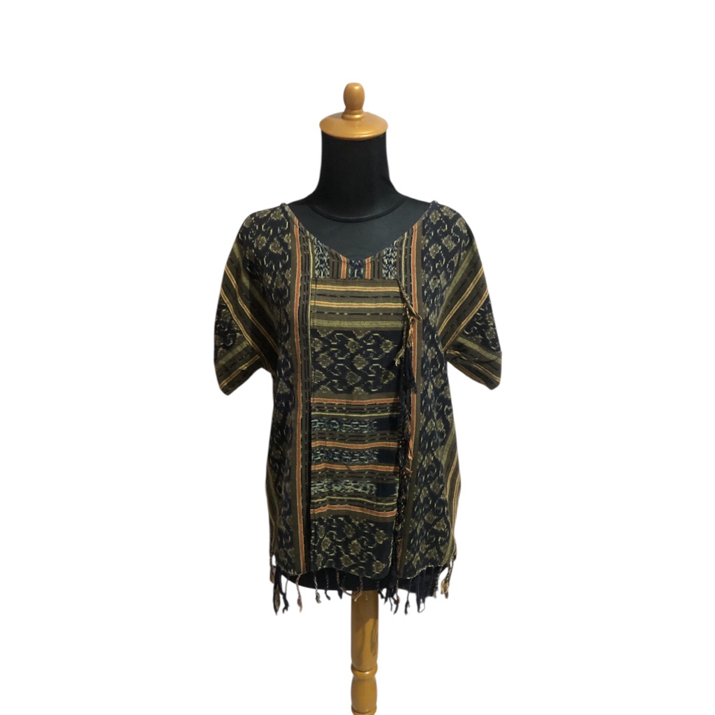 PRELOVED BAJU TENUN - Dian Oerip Atasan Tenun Jepara aksen rumbay