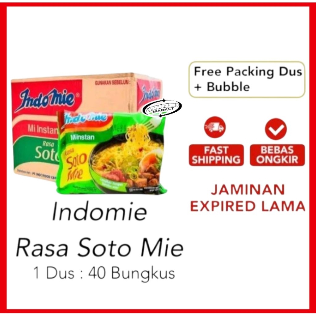 

Indomie Mie Instant Kuah Rasa Soto 1 Dus isi 40 Pcs