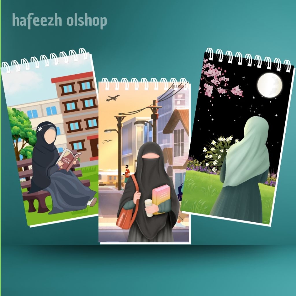 

Buku Catatan Notebook Notes Notepad Spiral Cover Islami Muslimah Hijab