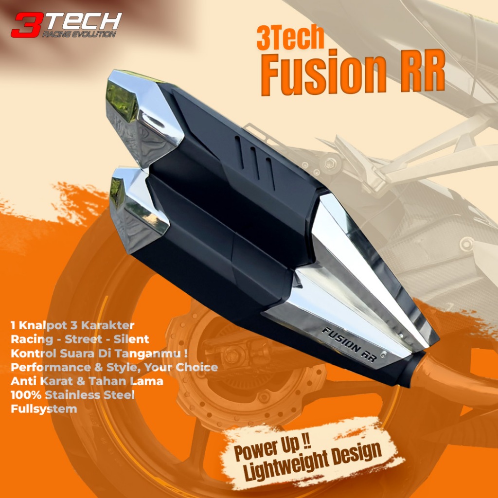 Sport & Matic 250cc 3tech Fusion RR Knalpot 3 Suara CBR250RR R25 MT25 XMAX Ninja250
