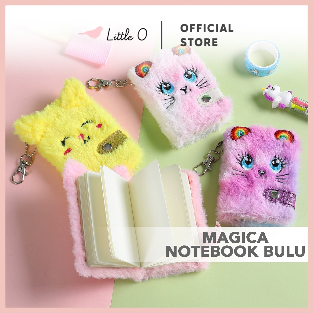 LITTLE O MAGICA Buku Tulis Anak Cover Bulu Notebook Unicorn Lucu