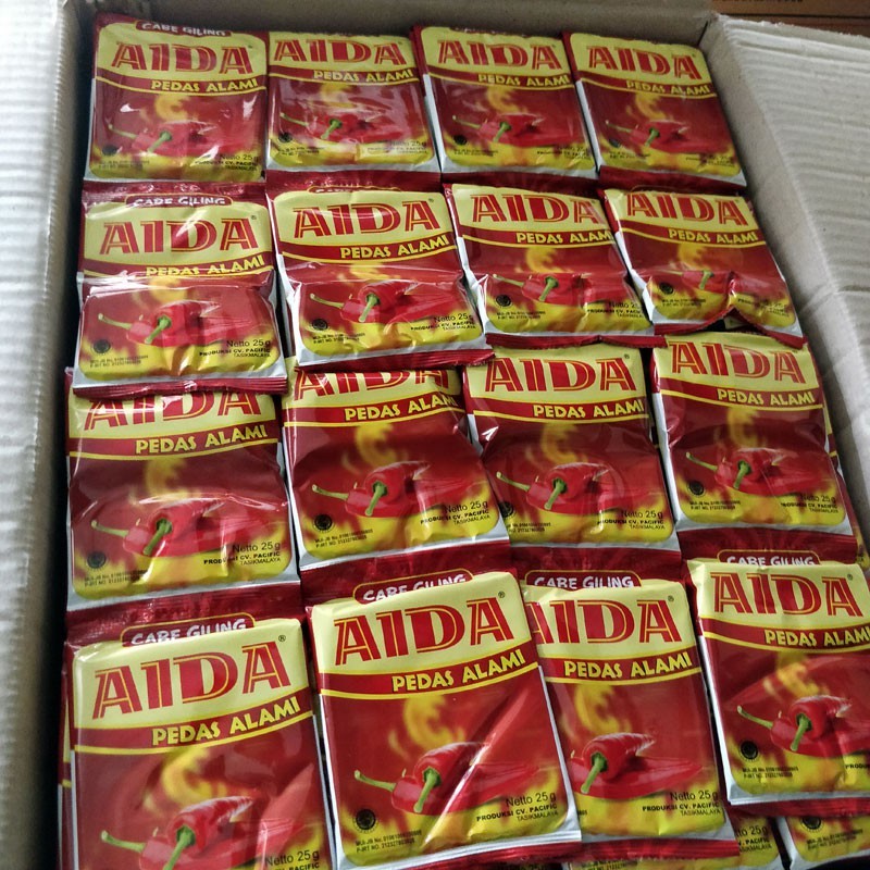 

Bubuk Cabe AIDA 1 Renceng isi 10 bks x 25 gram
