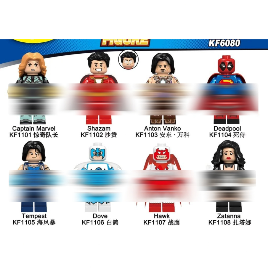 KF6080 Captain Marvel Whiplash Superman Deadpool Tempest Dove Hawk - Mainan Brick