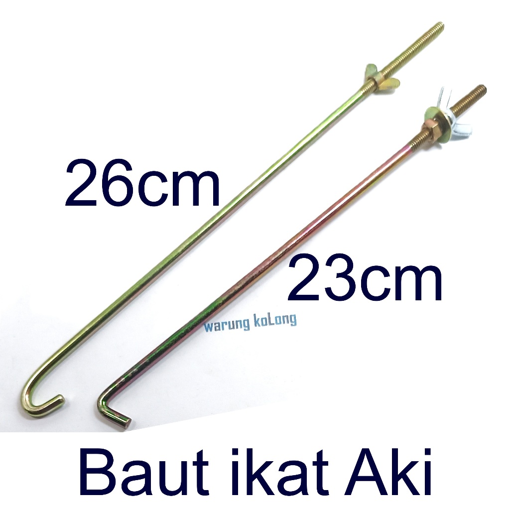 Baut Plat Aki 23 26 cm ikat dudukan tatakan braket bracket accu mobil satuan baut 10 6mm panjang 23c