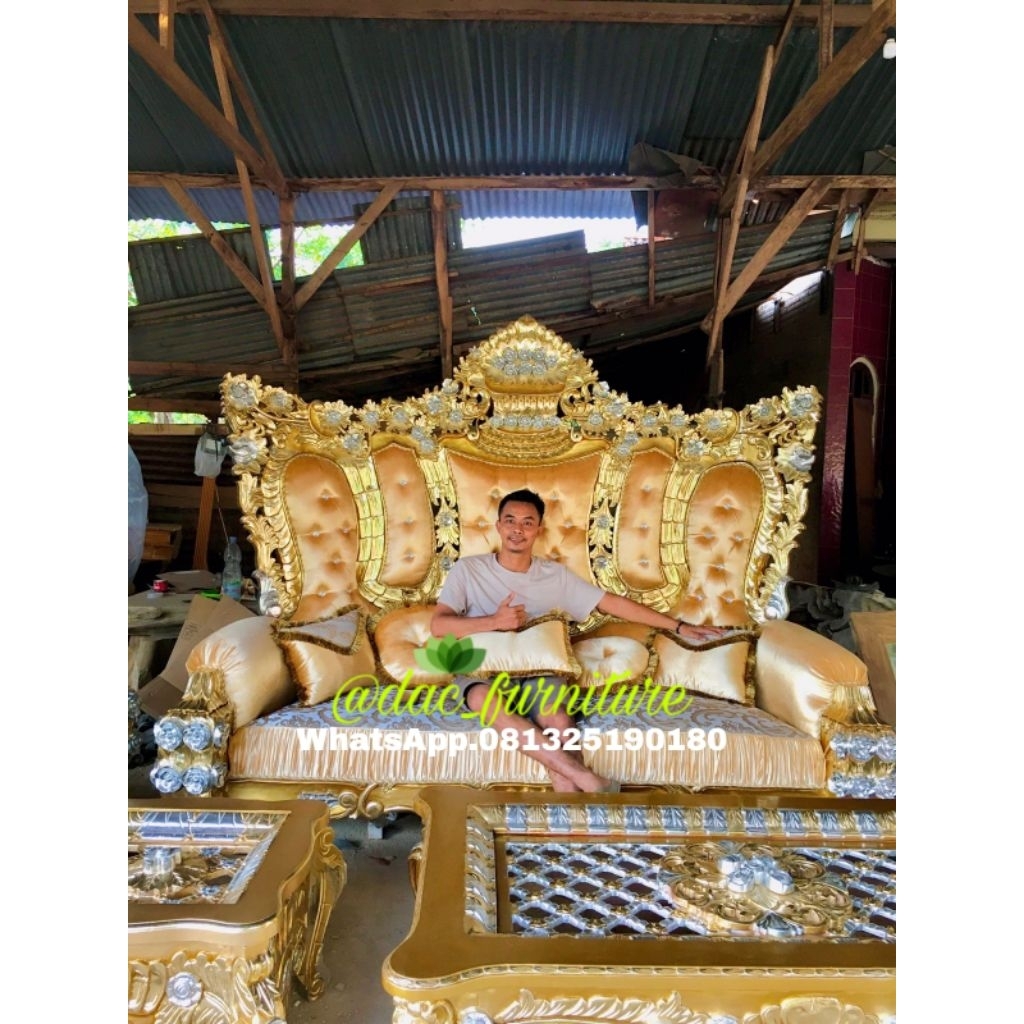 Sofa Tamu Mewah Jati Aladin Jumbo Tinggi 2 Meter