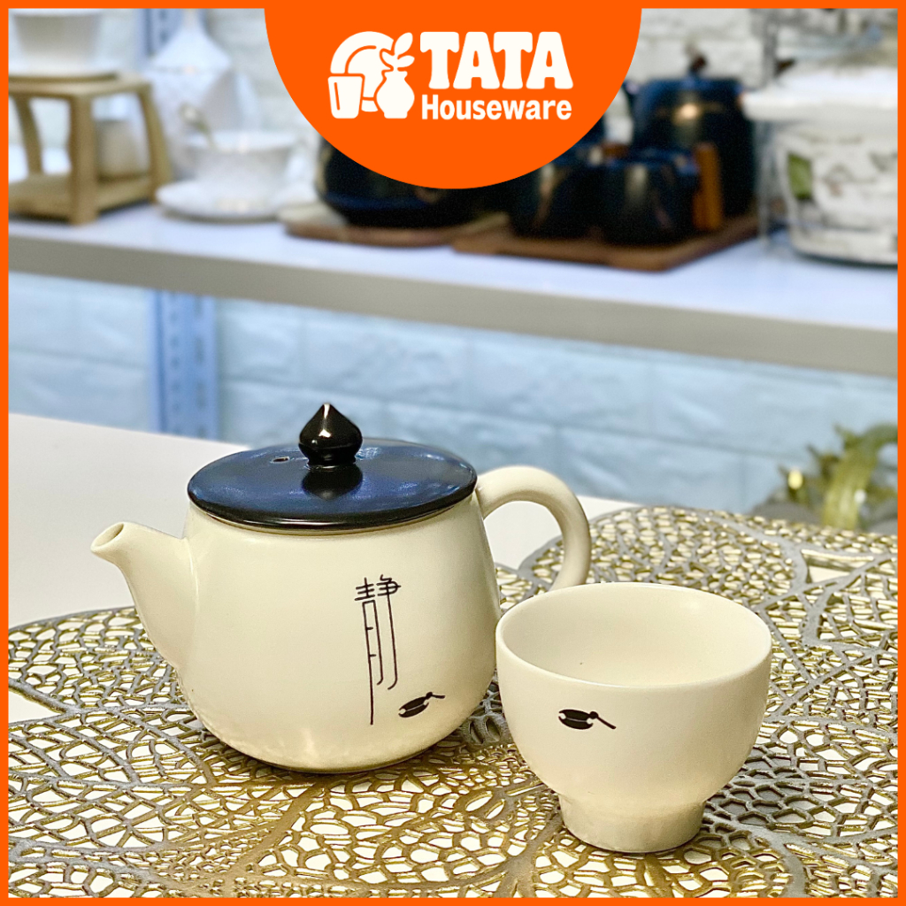 [TATA] Chinese Tea Set / Ceramic Tea Pot Cup Set 2 Pcs / Cangkir Teh Teko Keramik Souvenir Hampers W