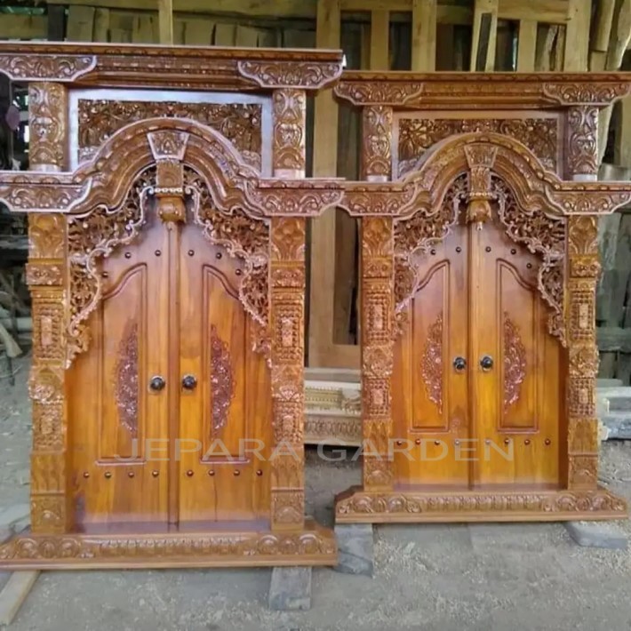 FINISHING jendela gebyok 2 pintu ukir kayu jati jepara antik klasik