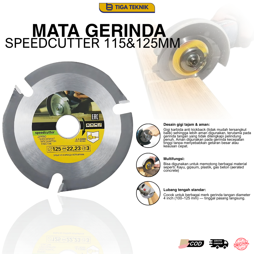 Gerinda Tajam SpeedCutter Mata 115 & 125mm / MATA PISAU GERGAJI POTONG KAYU AKRILIK CUTTING DISK