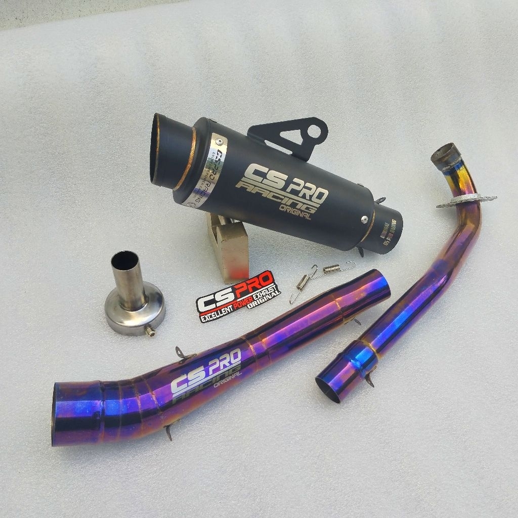 Knalpot racing original Cs Pro blackdof coating fullset untuk motor bebek Jupiter z Jupiter z1 Jupit