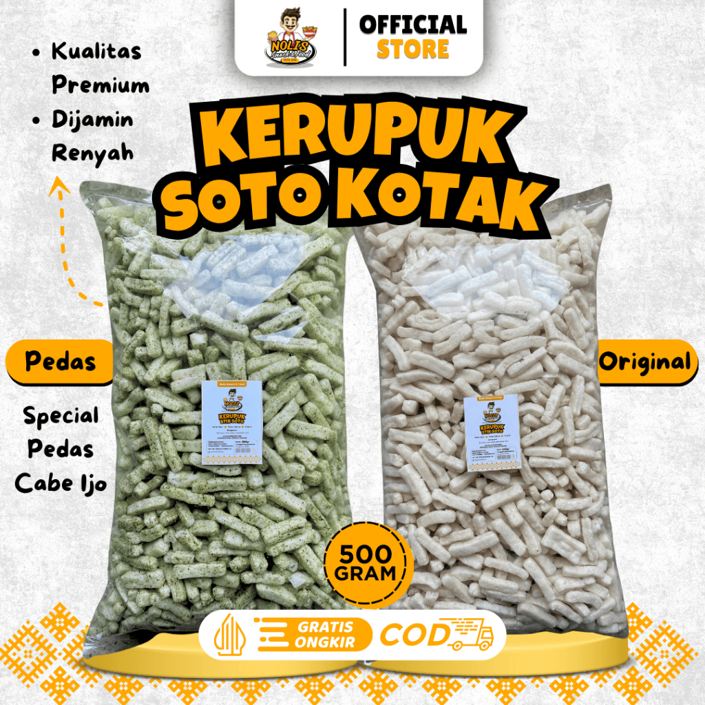 

500gram KERUPUK SOTO SPECIAL PEDAS CABE IJO DAN ORIGINAL /Kerupuk lombok ijo/kerupuk ikan tongkol