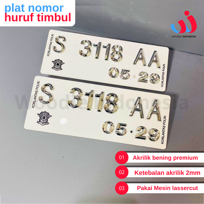 Plat Motor Timbul Akrilik Anti Karat  Chrome