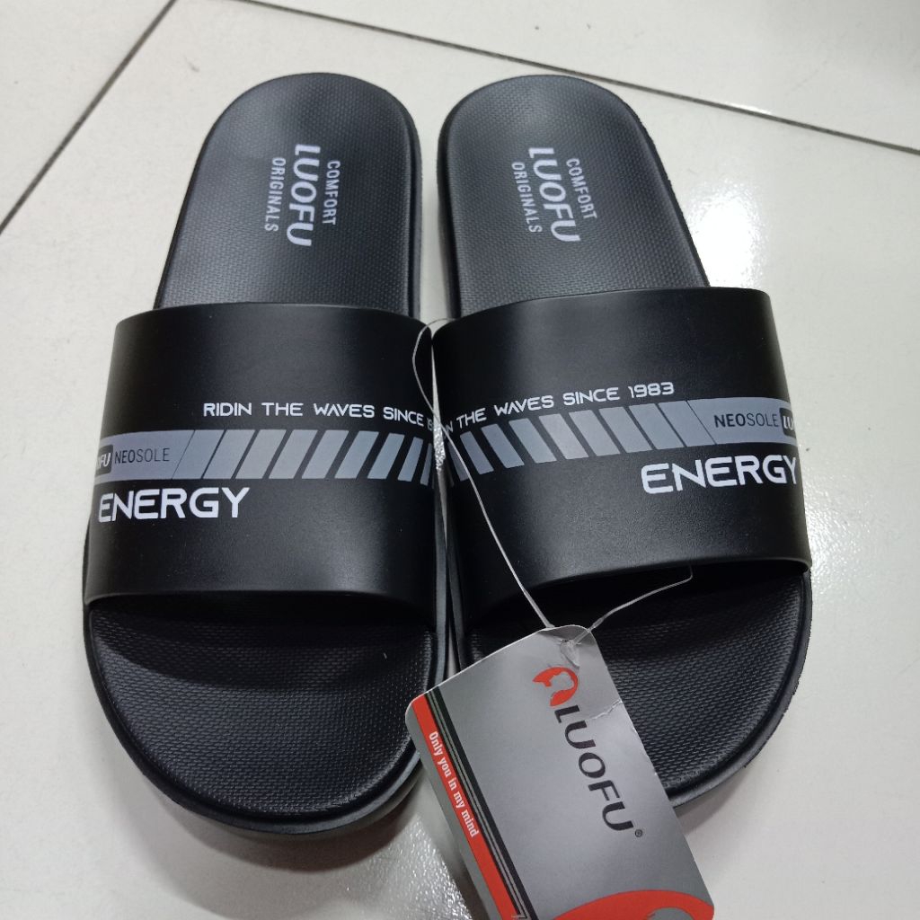 Luofu Sendal Slop Pria Energy Sandal Karet Premium Elastis Anti Licin & Anti Air Sendal Luofu Anti S