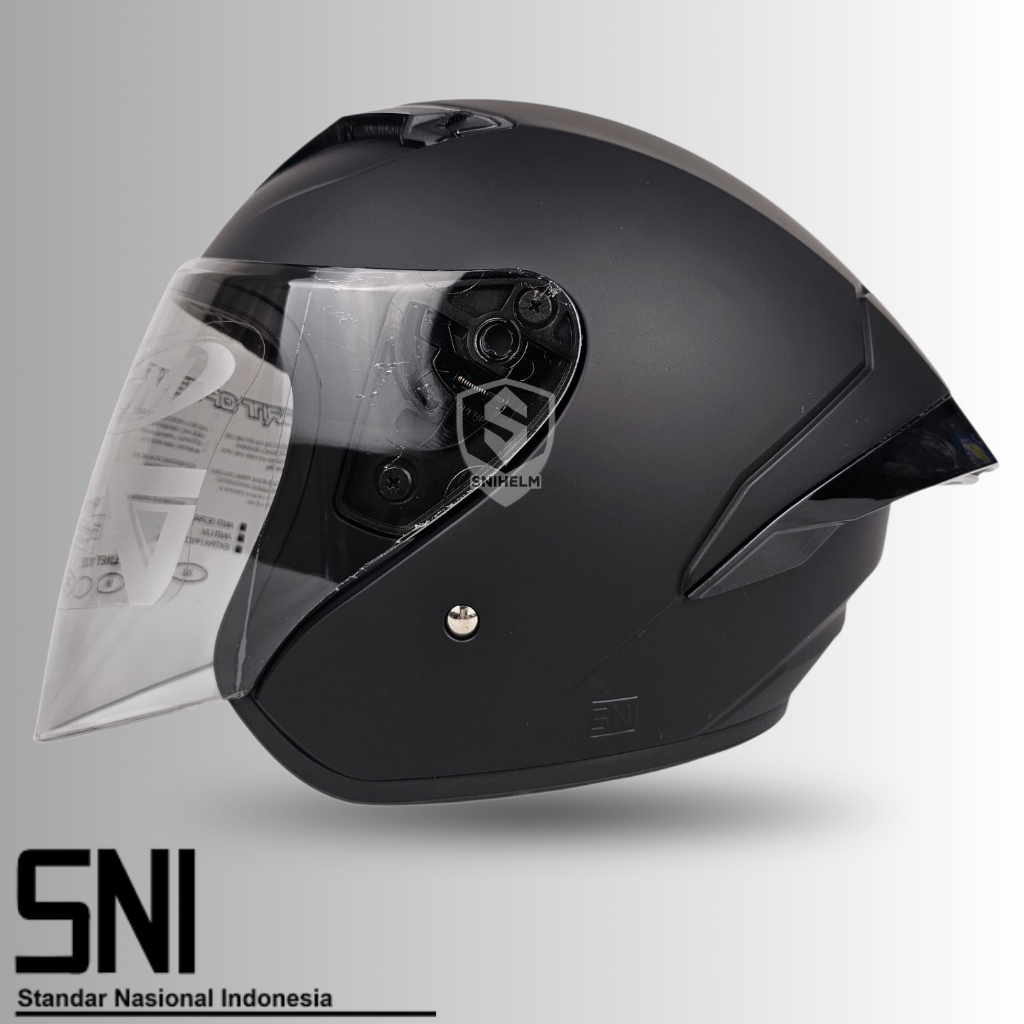 Helm GM GII  Solid Warna Hitam Doff Helm Half Face Gm G2 Visor Light Smoke Half Face Original Sni
