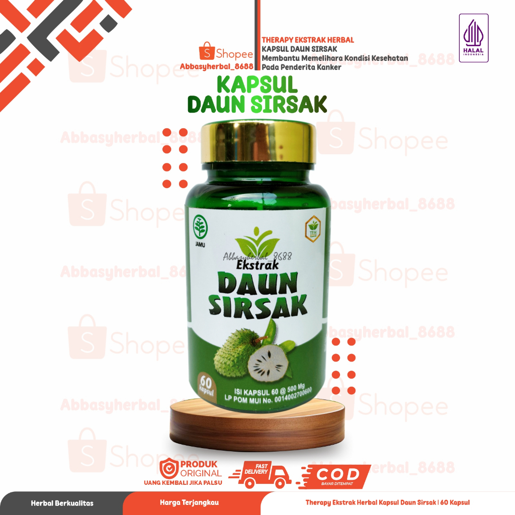 Abbasy Herbal_Kapsul Daun Sirsak Original Therapy Ekstrakt Herbal 60 Kapsul
