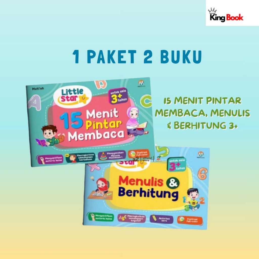 Little Star 15 Menit Pintar Membaca dan Berhitung - Buku Belajar Anak Usia 3+ tahun - Paket 2 Buku