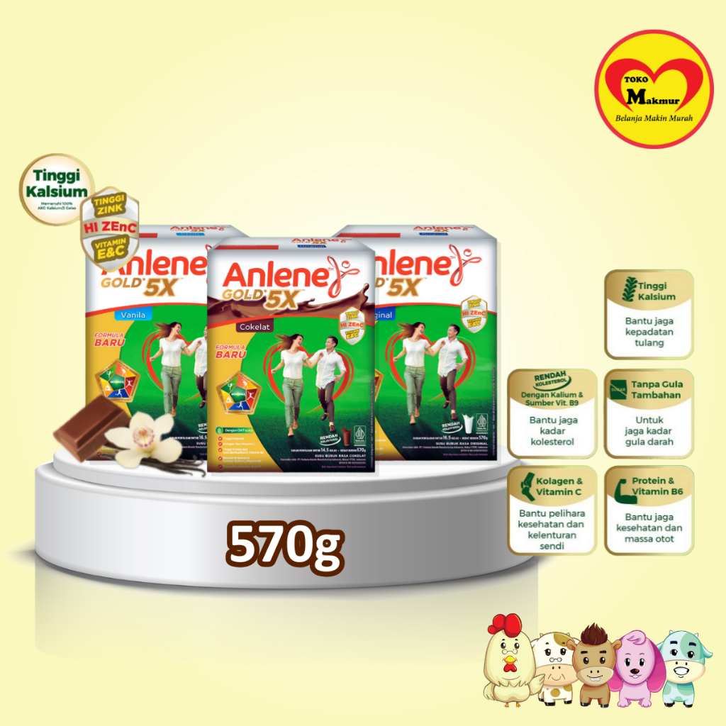 

Anlene Gold 5X Vanila / Original / Coklat 570gr / Toko Makmur Pondok Jati