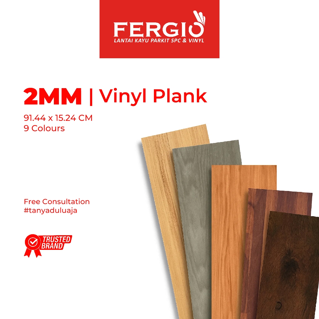 FERGIO Premium Vinyl 2mm Lantai Kayu Wallpaper Lantai | Sistem Pemasangan Lem