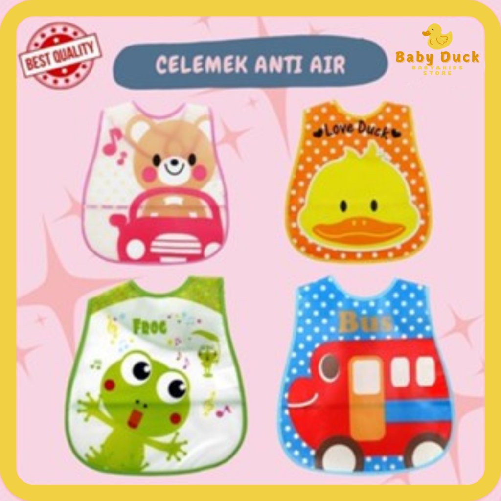 Celemek Bayi Karakter Celemek Anti Air Celemek Waterproof Celemek Anak kancing Belakang Celemek Anak