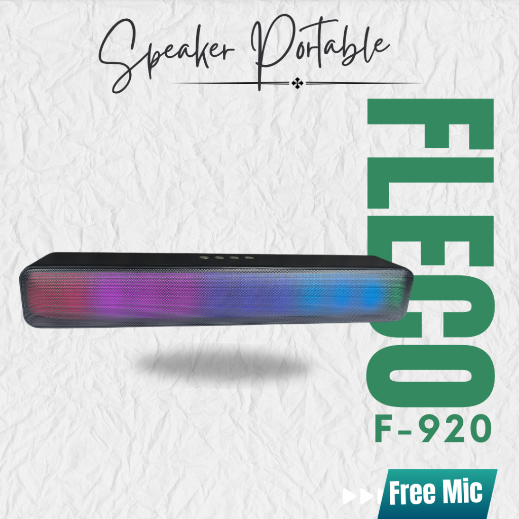 Speaker FLECO / Speaker Wireless F-920 LED Speaker Panjang Full Bass 2000mAH Soundbar