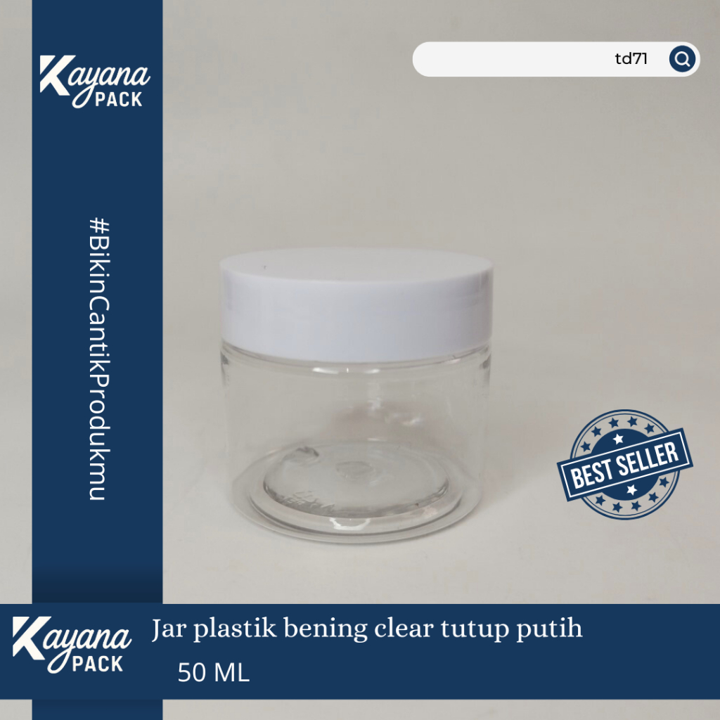 JAR LULUR BENING 50ML BENTUK UNIK DAN LUCU TUTUP PUTIH ATAU HITAM / POT BODYLOTION PET 50 ML PUTIH U