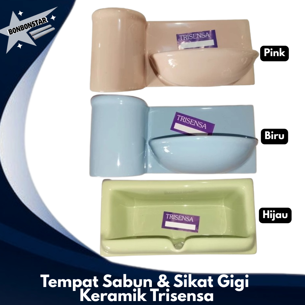 Tempat Sabun & Sikat Gigi Keramik Trisensa / Tempat Sabun Sikat Gigi Tanam Dinding Tempel