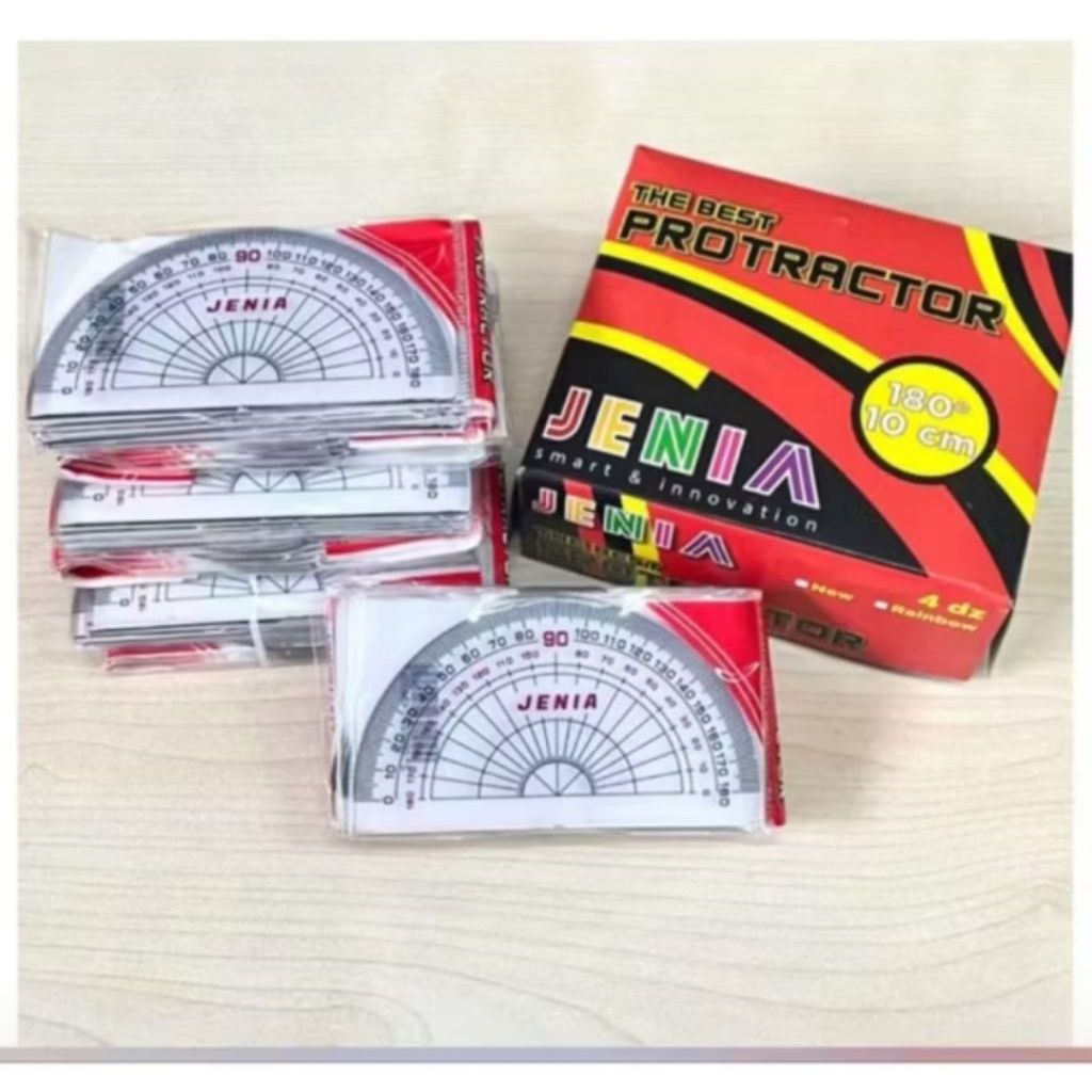 

(PCS) Penggaris Bening Busur Jenia Plastik 180° × 10cm