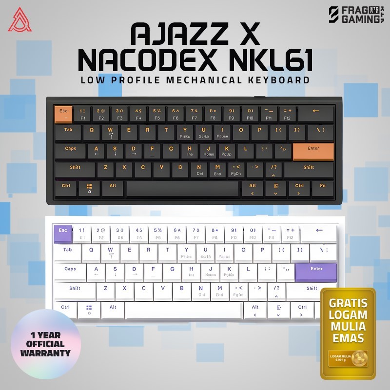 Ajazz X Nacodex NKL61 / NKL-61 Mechanical Gaming Keyboard Wired Low Profile