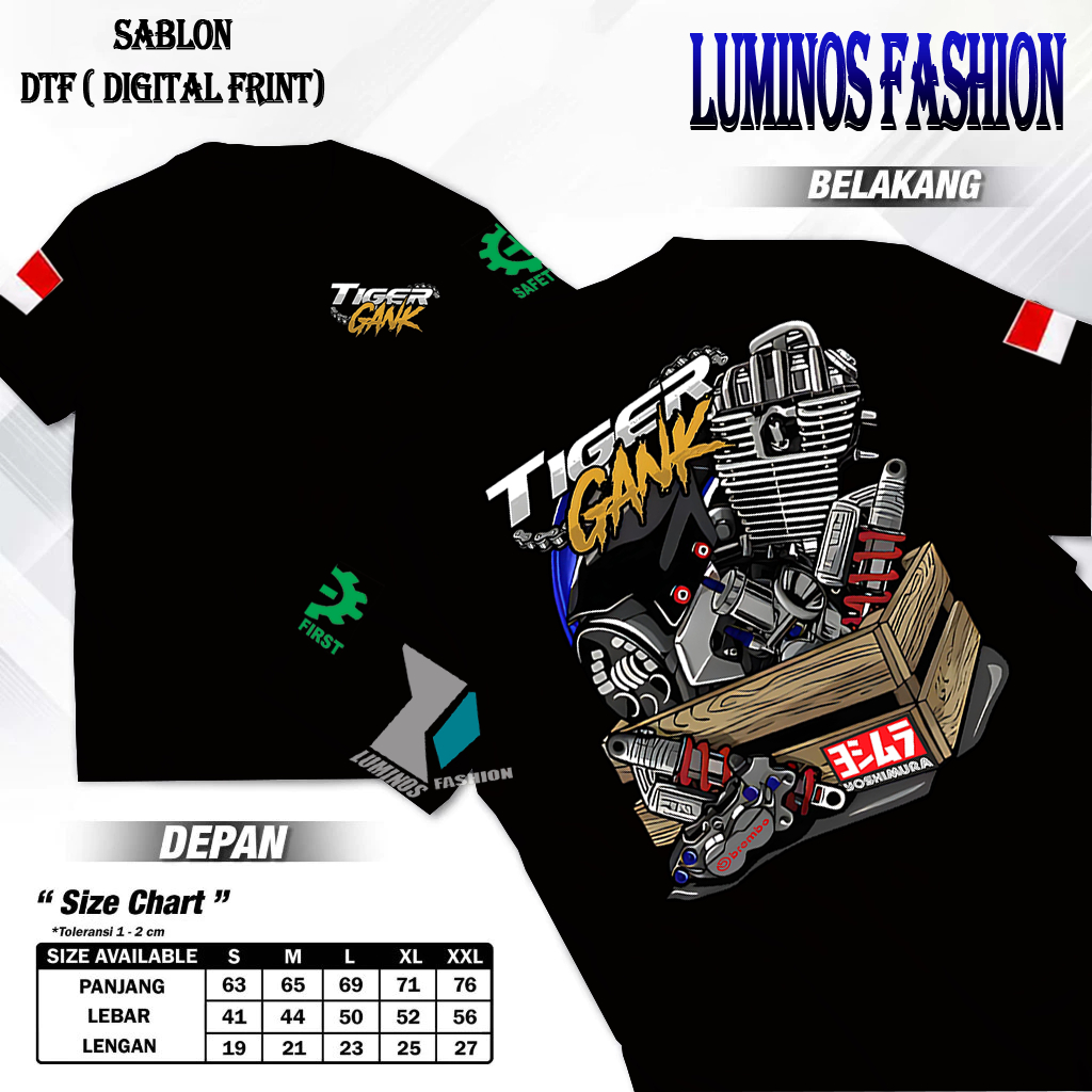 Luminos Fashion12 Tshirt Kaos Atasan Tiger Gank Honda Tiger Barong Herex Distro Keren Unisex