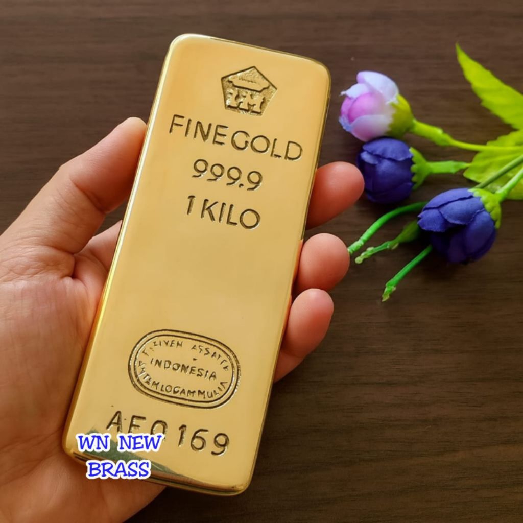 FINE GOLD 999.9 / Diecast Miniatur Emas Batangan 1 kg Kuningan Solid 1 pcs