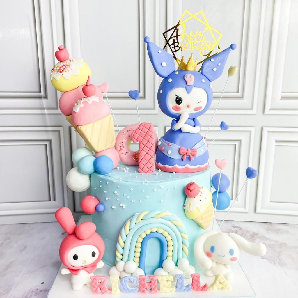 

Kue Ulang tahun/Birthday Cake/Kue ultah tema Kuromi Cinnamoroll Melody/Kue Sanrio/ Sanrio Cake