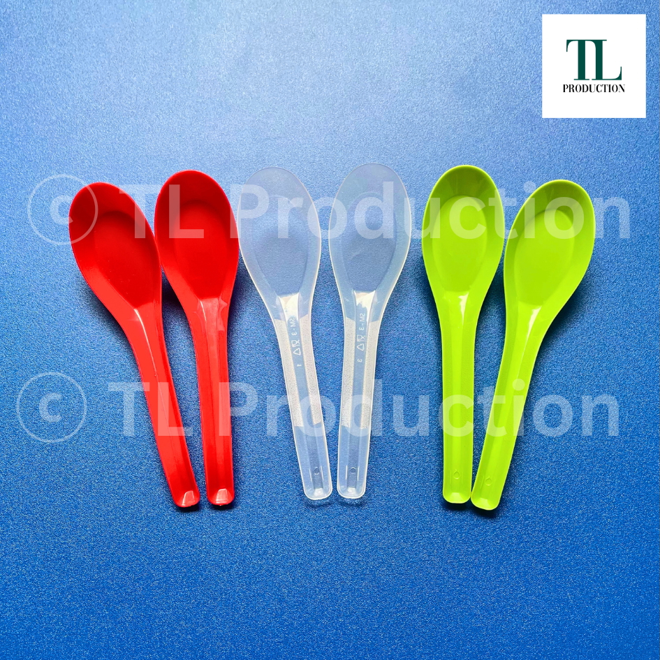 GROSIR 10pack = 1000pcs Sendok Bebek Plastik Besar 15cm - Sendok Bebek Bubur Besar Merah Bening Hija