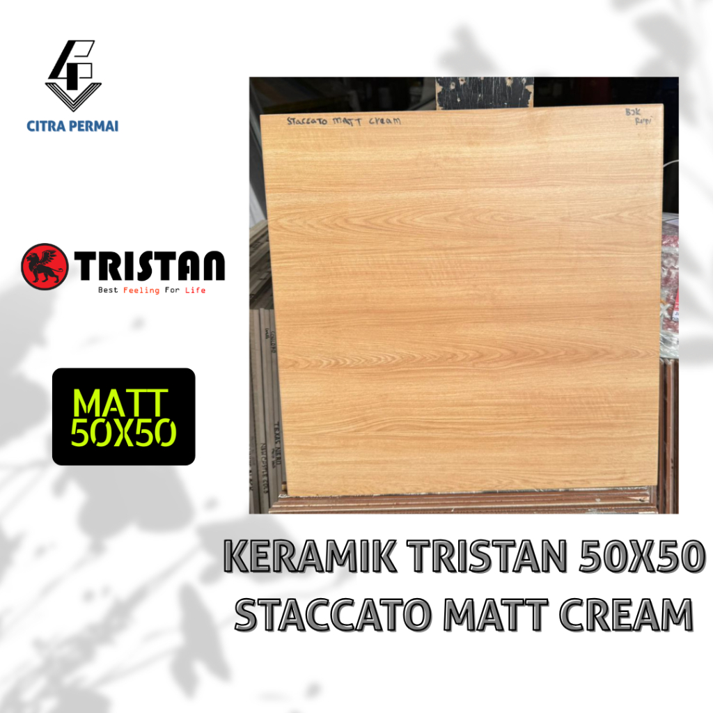 KERAMIK TRISTAN STACCATO MATT CREAM 50x50 (MATT DOFF) / KERAMIK LANTAI / KERAMIK MOTIF / KERAMIK KAS