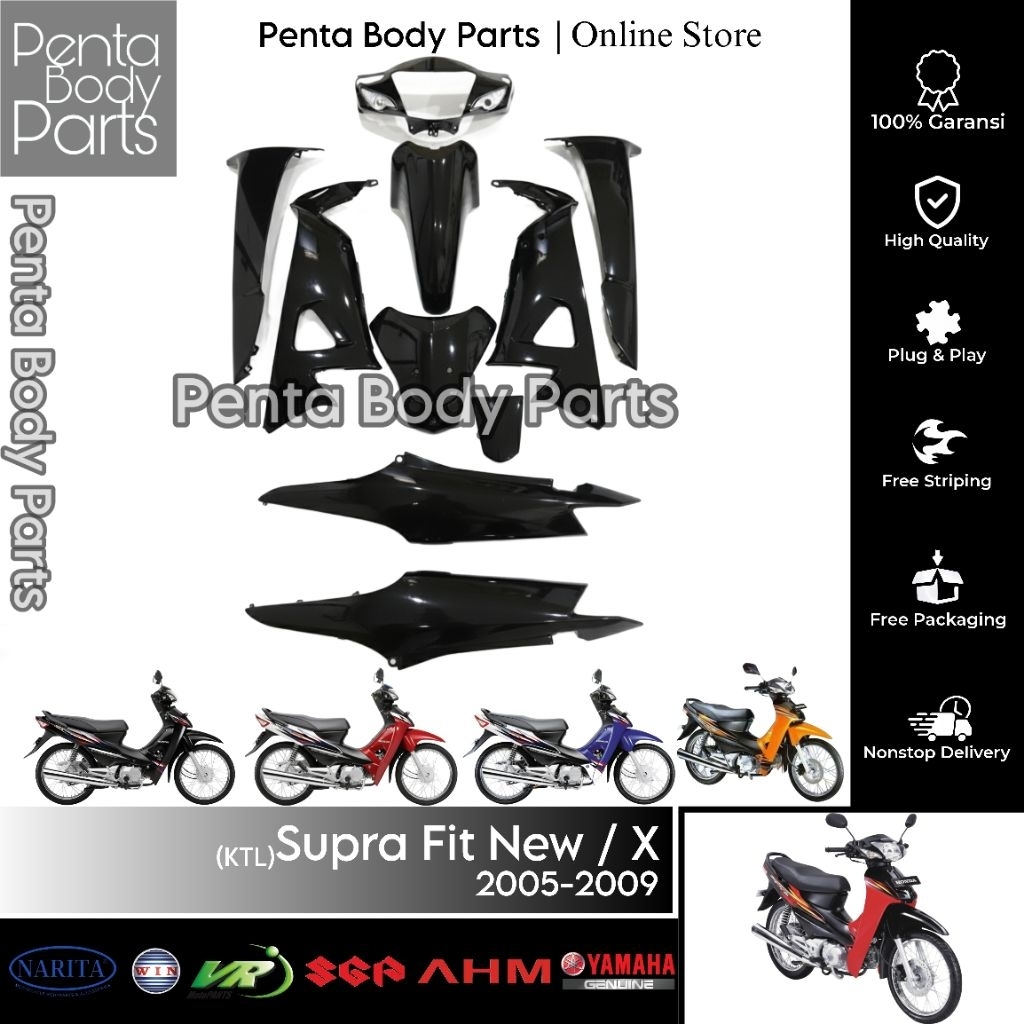 Full Set Cover Body Halus Supra Fit New / X (KTL) - Ful Bodi Halus Honda Supra Fit New X S 2005-2009