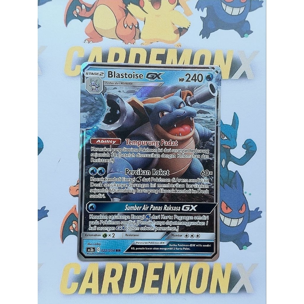 Pokemon TCG Blastoise GX - RR Holo (AC3b) indonesia