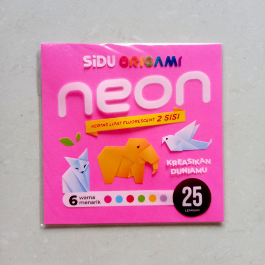 

[ PACK ISI 25 LEMBAR MURAH ] Kertas Lipat Origami Ukuran 14 x 14 cm Neon Fluorescent Sidu