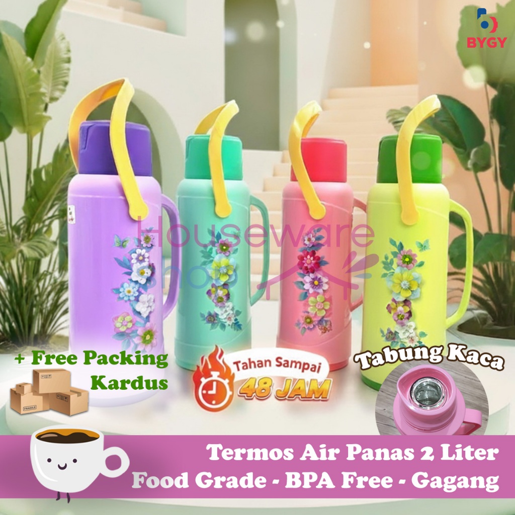 Termos Air Panas Dingin 2 Liter Jumbo Tabung Kaca Premium - Tahan 48 Jam
