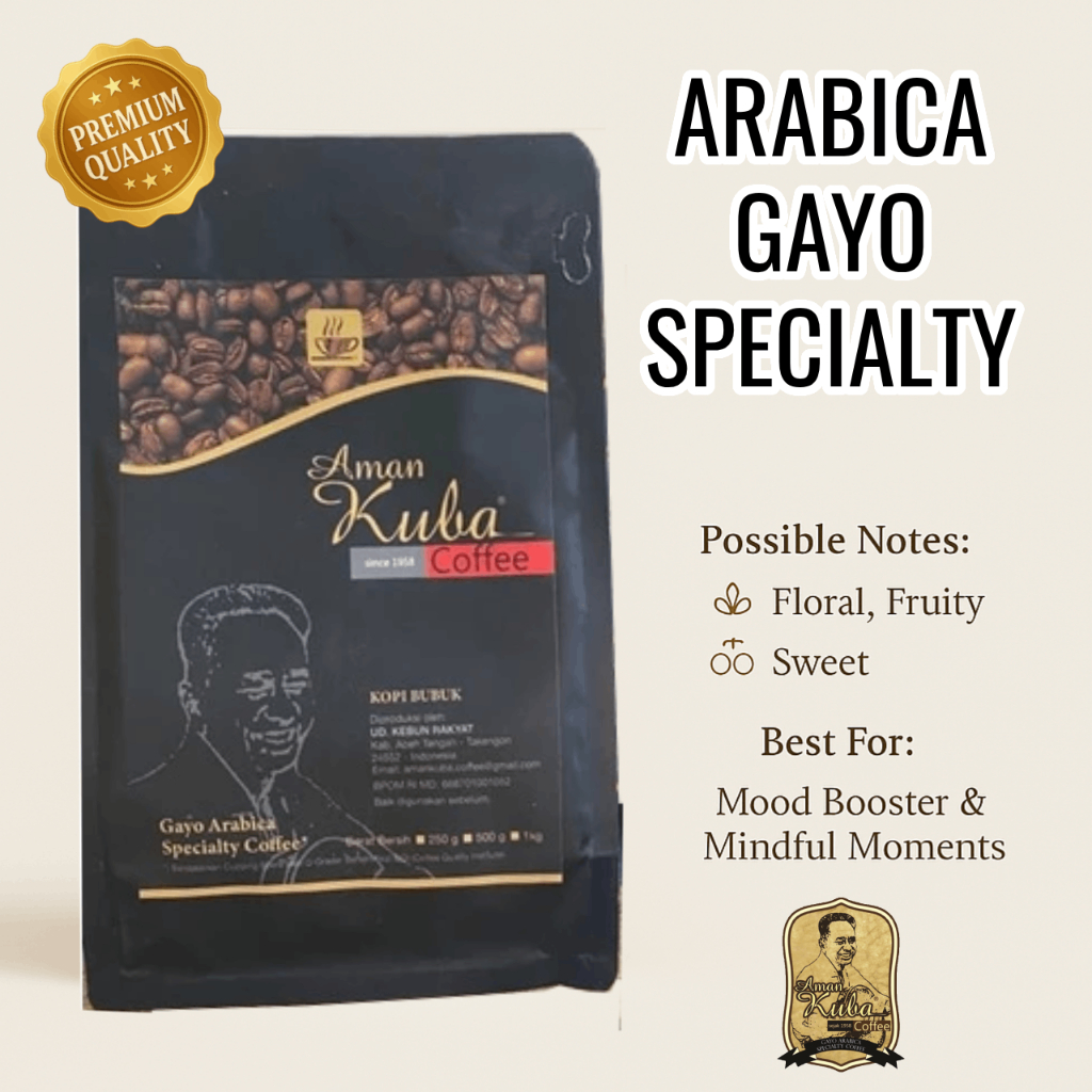 

Kopi Arabika Aceh Gayo Specialty Amankuba - Biji Kopi Aceh Premium - Mood Booster Alami