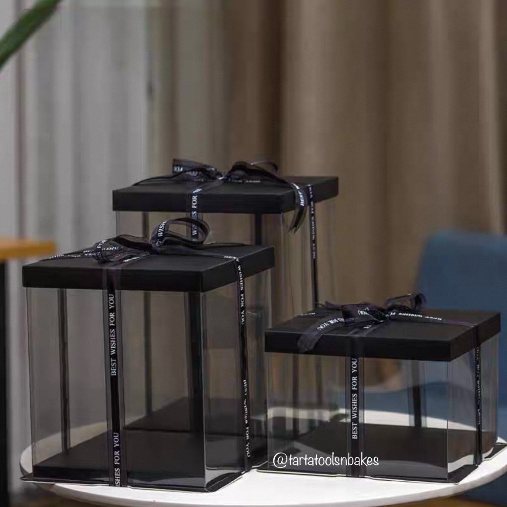 

Kotak Mika Kue Cake Segi Bening Transparan 25.5x25.5x17CM