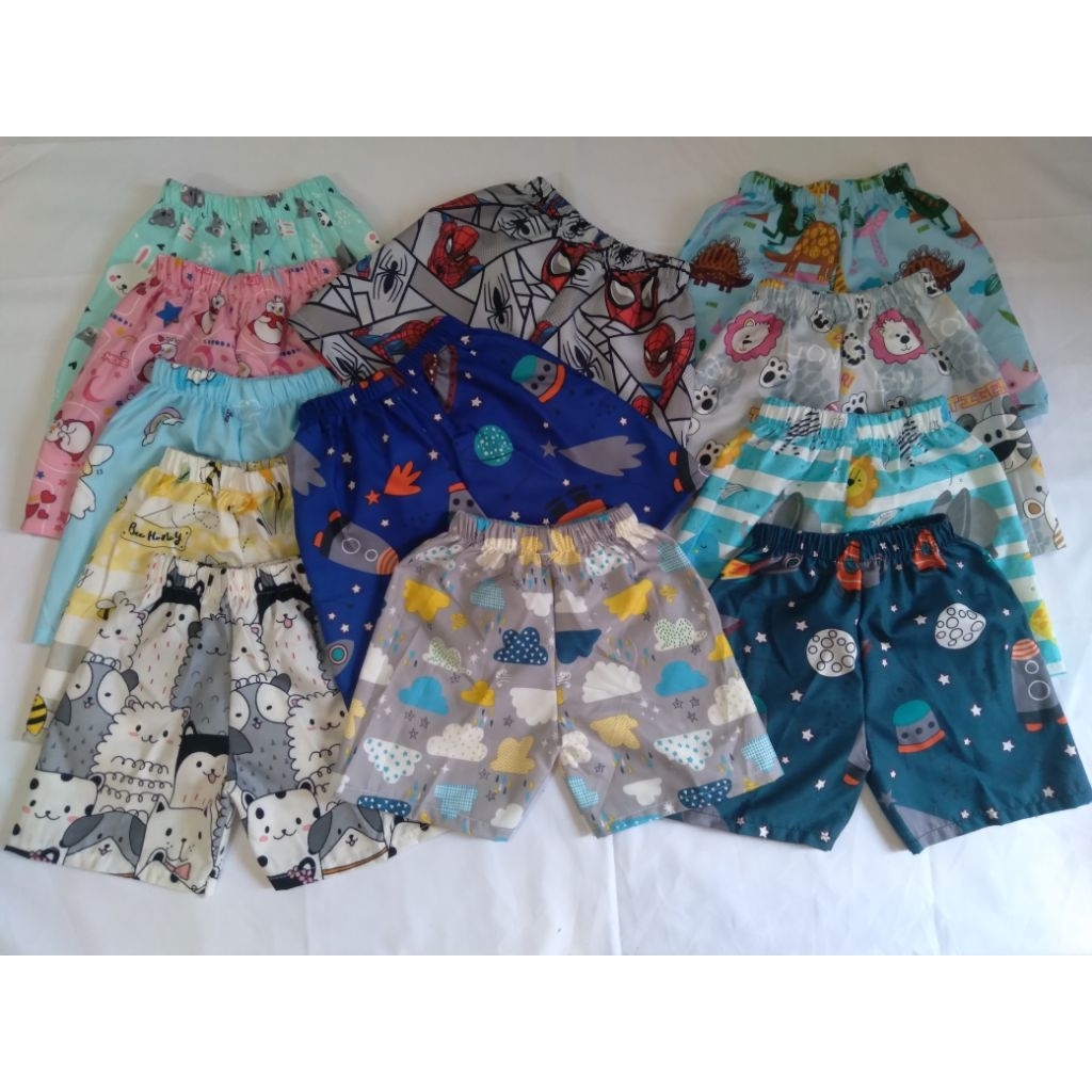 PAKET 3PCS/4PCS/5PCS/6PCS/12PCS celana kolor anak laki laki perempuan motif karakter usia 1-10tahun