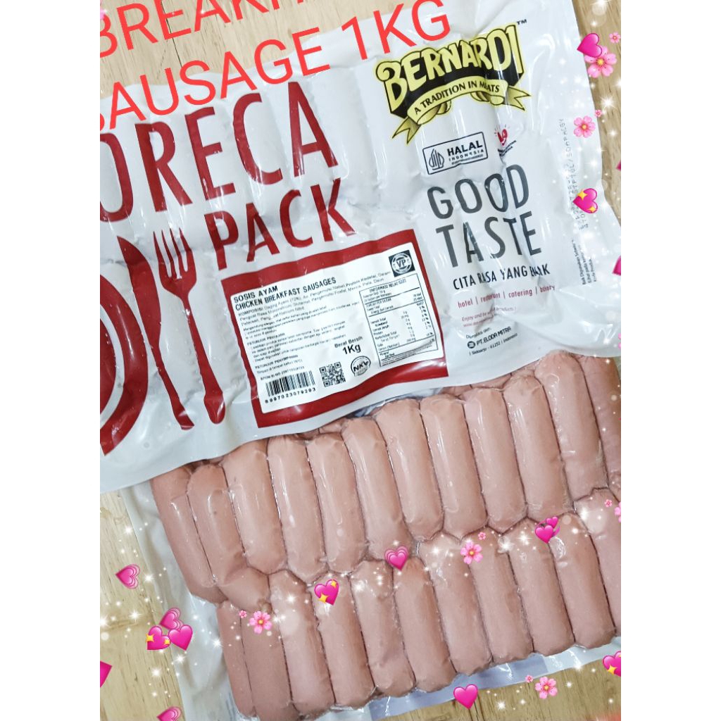 

CHICKEN BREAKFAST SAUSAGE 1KG BERNARDI HORECA PACK/SOSIS AYAM BERNARDI