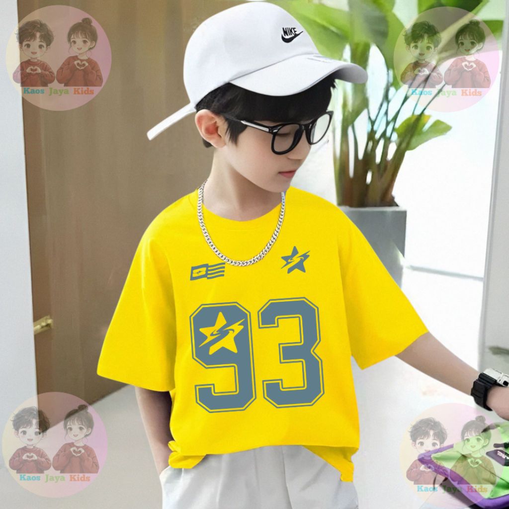 Kaos Motif Angka 93 Kaos Oversize Anak Tanggung laki laki Perempuan / Kaos Anak laki laki / 5-13 tah