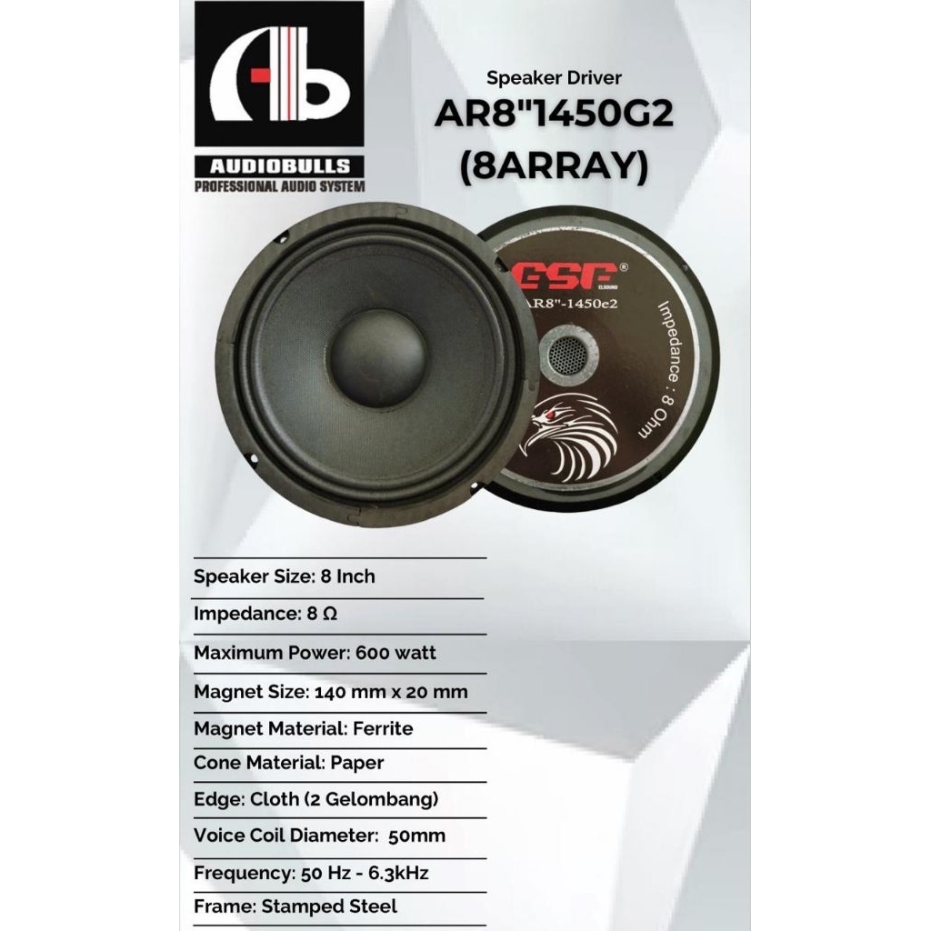 speaker elsound AR8"1450e2 8 array speaker 8" array spiker 8inch speker 8in speaker driver 8 Array