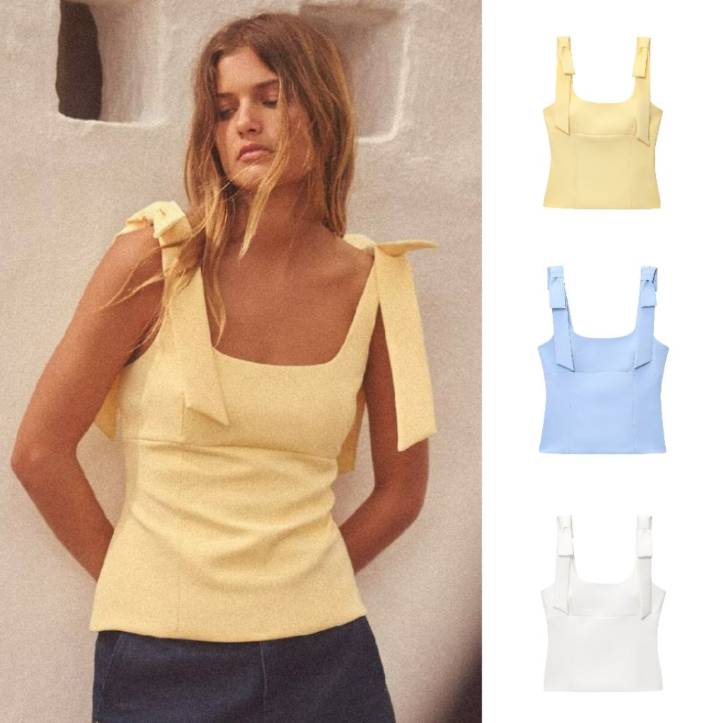 lue,White,Yellow Chic Strap Top 79130 79797 (TENC)